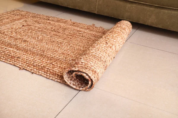 Close up of rolled brown carpet