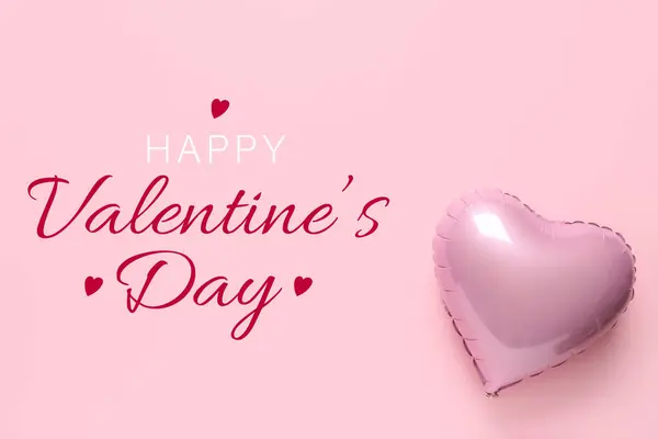 Cartão Saudação Para Dia Dos Namorados Com Balão Forma Coração — Fotografia de Stock