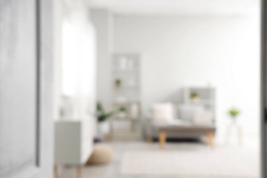 Bulanık oturma odası, kanepe ve yumuşak bank.