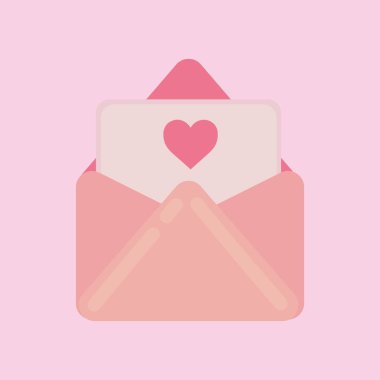 Pembe arka planda harf olan zarf. Sevgililer Günü kutlaması