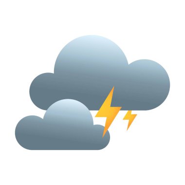 Beyaz arkaplanda hava tahmini uygulaması için yıldırımlı bulutların simgesi
