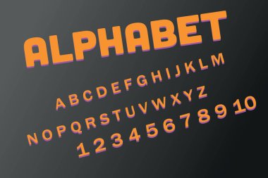 Koyu arkaplan üzerinde İngilizce alfabe ve şekiller