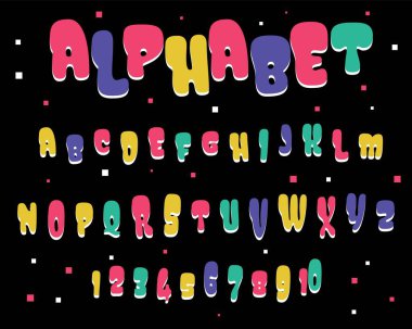 İngiliz alfabesi ve siyah arkaplan figürleri