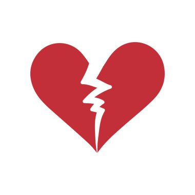 Beyaz arka plana kırık kalp çizilmiş. Sevgililer Günü kutlaması