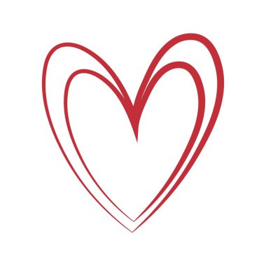 Beyaz arka plana kalp çizilmiş. Sevgililer Günü kutlaması