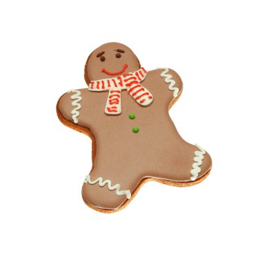 Beyaz arka planda kahverengi kurabiye..