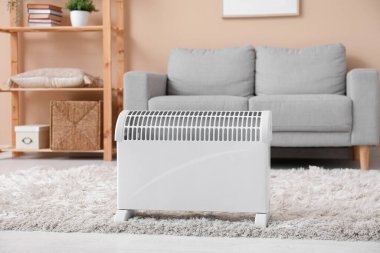 Oturma odasında elektrikli ısıtıcı var. Isınma mevsimi kavramı