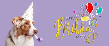 Tatlı Avustralyalı çoban köpeğiyle Mutlu Yıllar kartı.