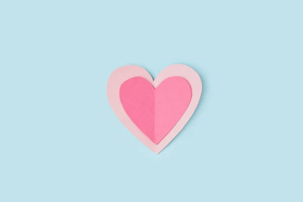Рожеві Паперові Серця Синьому Фоні Святкування Дня Святого Валентина — стокове фото