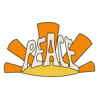 Sun and word PEACE on white background