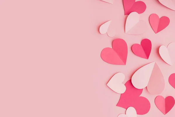 Paper Hearts Pink Background Valentine Day Celebration — стоковое фото