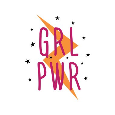 Text GRL PWR on white background