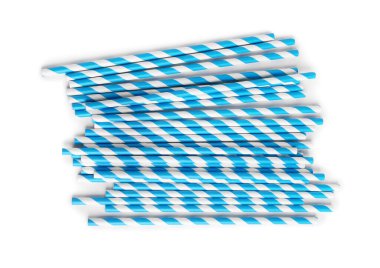 Striped drinking straws isolated on white background