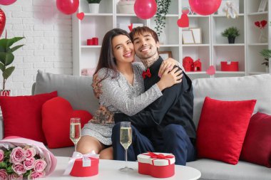 Young couple at home on Valentine's day