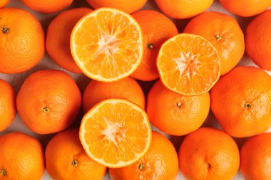 Texture of sweet mandarins, closeup