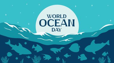 Suyun altında yaşam olan Dünya Okyanus Günü posteri