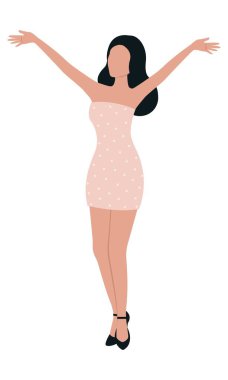 Beyaz arka planda dans eden güzel kadın.