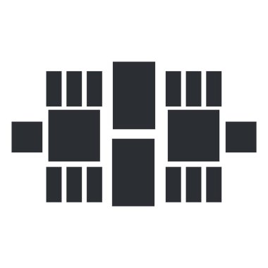 Beyaz arkaplanda siyah çerçeveler kümesi