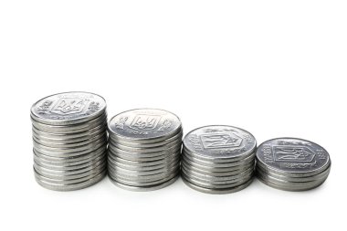 Beyaz arka plan üzerinde izole para destesi