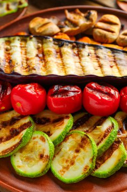 Izgara sebze, closeup ile plaka