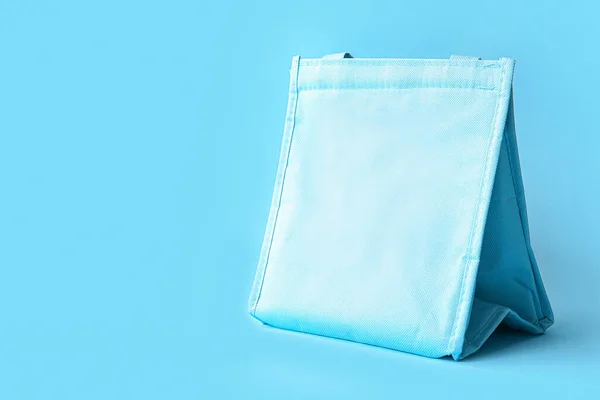 Lunch box bag on blue background