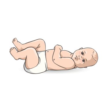 Beyaz arka planda yatan bebek