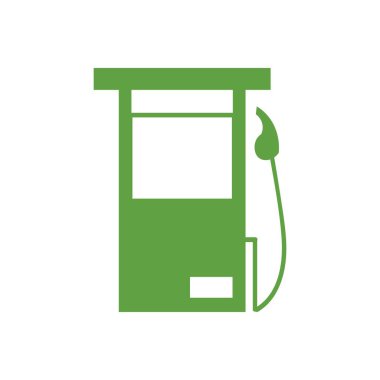 Beyaz arkaplanda yeşil benzin pompası