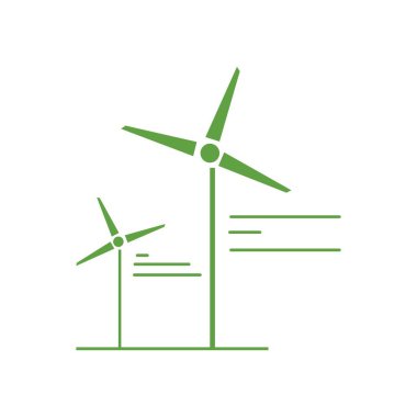 Beyaz arka plan üzerinde Rüzgar değirmenleri