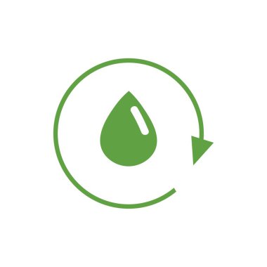 Beyaz zemin üzerinde ok olan yeşil su damlası