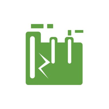 Beyaz arkaplanda yeşil elektrik santrali