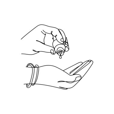 Beyaz arka planda kozmetik yağı şişesi olan kadın elleri