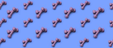 Mavi arka planda birçok dambıl var. Tasarım için desen