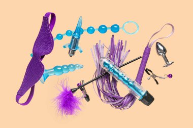 Bej arka planda uçan seks oyuncakları