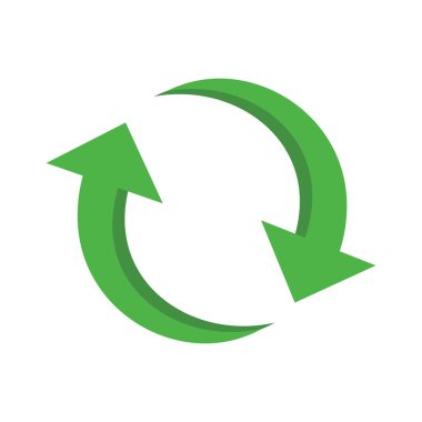 Beyaz arkaplanda yeşil geri dönüşüm işareti