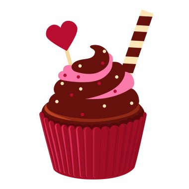 Beyaz arka planda Sevgililer Günü için tatlı kek