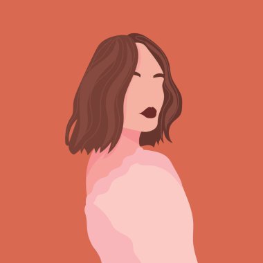 Turuncu arka planda güzel bir kadın.