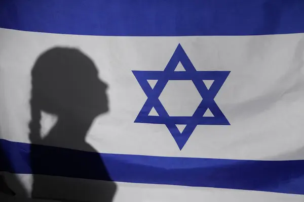 Shadow Little Jewish Girl Flag Israel International Holocaust Remembrance Day — Stock Photo, Image