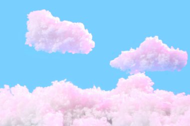 Fluffy clouds on blue background clipart