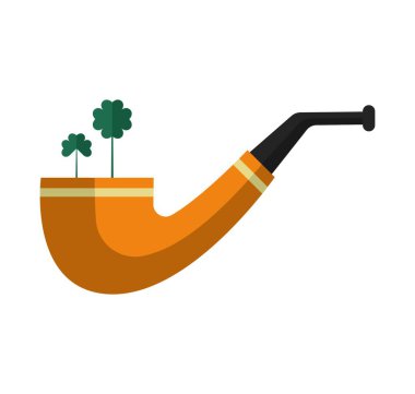 Beyaz arka planda yonca olan sigara piposu. Aziz Patrick Günü