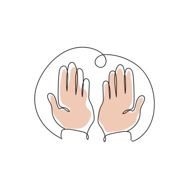 Drawn hands of praying Islamite on white background clipart
