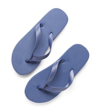 Beyaz arka planda mavi kadın terlikleri