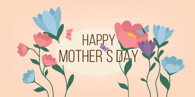 Anneler Günü için çiçekli bayrak