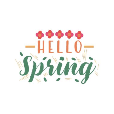 Text HELLO, SPRING on white background clipart