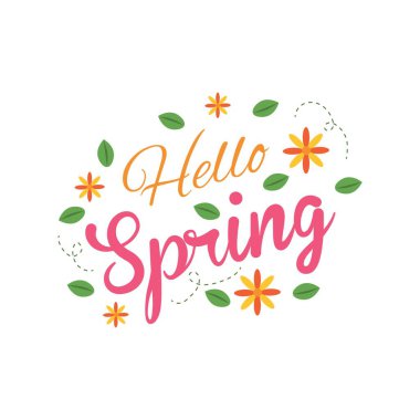 Metin Helo, İlkbahar, çiçekler ve yapraklar beyaz arkaplanda