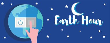 Gezegen ile pankart, ışığı kapatma ve Dünya Saatine mesaj atma