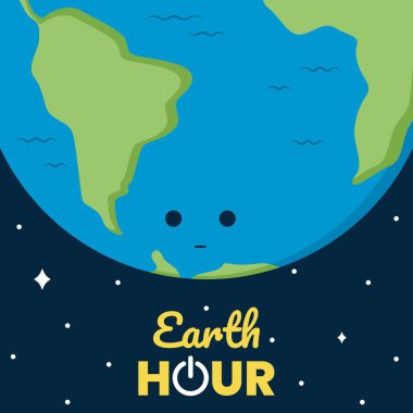 Gezegen ve Dünya Saatine Yazılı Poster