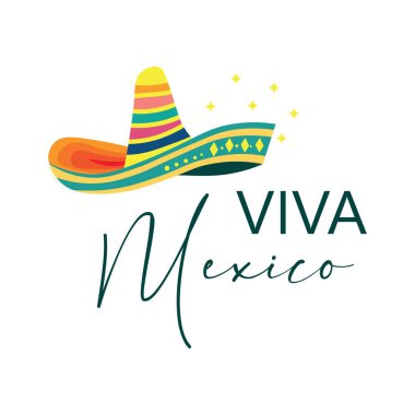 Beyaz arkaplanda sombrero şapkalı VİVA MEXICO metni