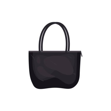 Beyaz arka planda siyah kadının çantası.