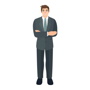 beyaz zemin üzerinde emin iş adamı