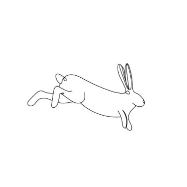 Beyaz arkaplanda zıplayan tavşan çizimi